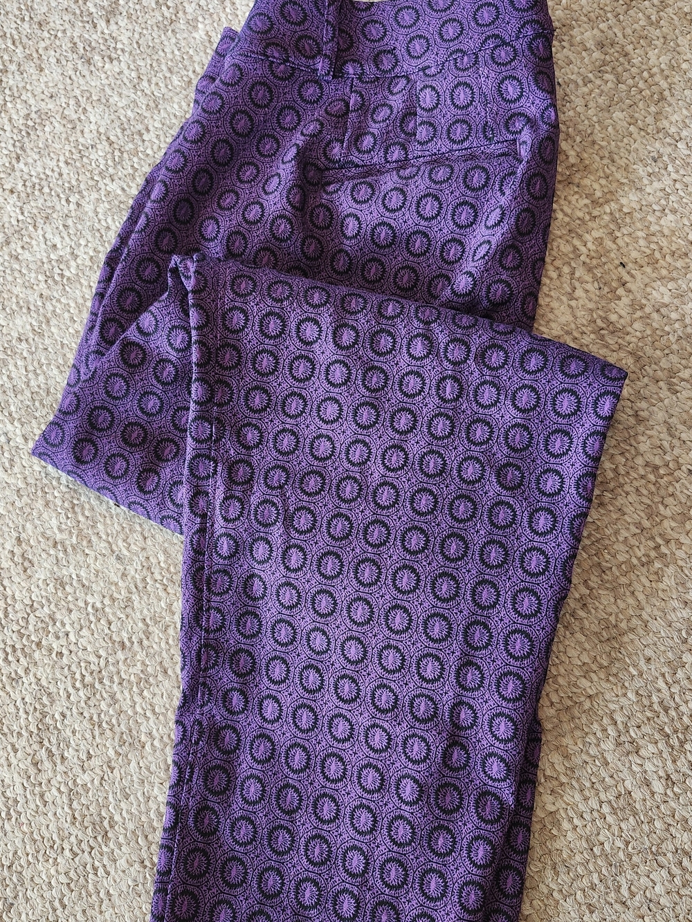 Lane Bryant Purple and Black Patterned Ponte Pants